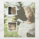 Modern 3 Photo Graduation Wijn Etiket (Enkel label)