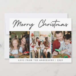 Modern 3 Photo Grid Merry Christmas Family Feestdagenkaart