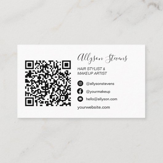 Modern 3 Photo Makeup Artist QR code Social Media Visitekaartje (Achterkant)