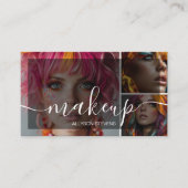 Modern 3 Photo Makeup Artist QR code Social Media Visitekaartje (Voorkant)