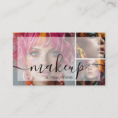 Modern 3 Photo Makeup Artist QR code Social Media Visitekaartje (Voorkant)