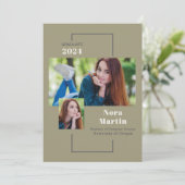 Modern 3 Photo Navy Sage Aankondiging (Staand voorkant)