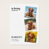 Modern 3 Photo Pet Memorial Keepomwille Prayer Kaa Visitekaartje (Voorkant)