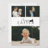 Modern 3 Photo Template And Bunny Minimal Easter Kaart (Voorkant)