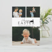 Modern 3 Photo Template And Bunny Minimal Easter Kaart (Staand voorkant)