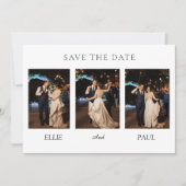 Modern 3-Photo Wedding Collage | Elegant Script Kaart (Voorkant)
