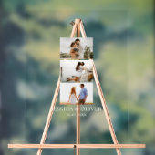 Modern 3 Photo Wedding Guest Signature Acryl Bord (Neutraal)