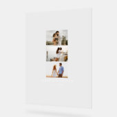 Modern 3 Photo Wedding Guest Signature Acryl Bord (Hoek)
