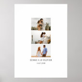 Modern 3 Photo Wedding Guest Signature Poster (Voorkant)