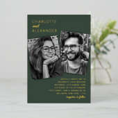 Modern 3 Photo Wedding Real Folie Uitnodiging (Staand Voorkant)