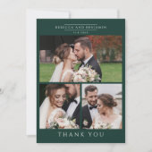 Modern 3 Photos Hand-Lettered Wedding Bedankkaart (Voorkant)
