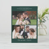 Modern 3 Photos Hand-Lettered Wedding Bedankkaart (Staand voorkant)