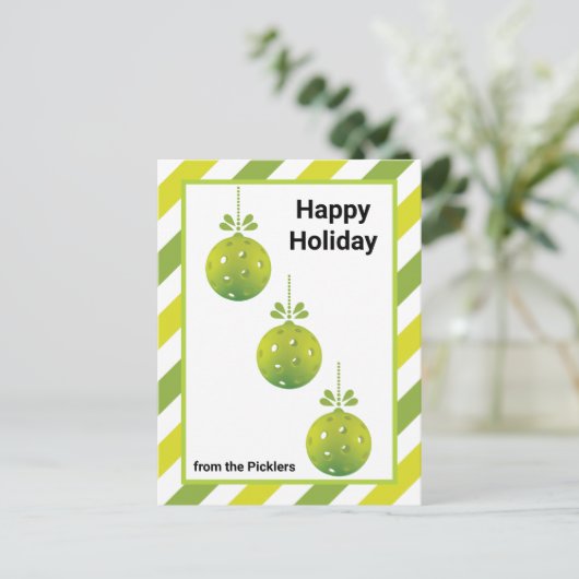 Modern 3 Pickleballen Baubles, aangepaste tekst Briefkaart (Staand voorkant)