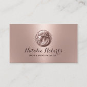Modern 3D Beauty Salon Logo Hair Stylist Roos Gold Visitekaartje (Voorkant)