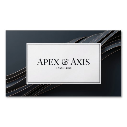 Modern 3D Black and Rose Gold Fluid Waves Magnetisch Visitekaartje (Voorkant)