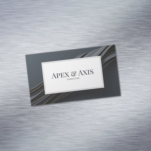 Modern 3D Black and Rose Gold Fluid Waves Magnetisch Visitekaartje (Voorbeeld)