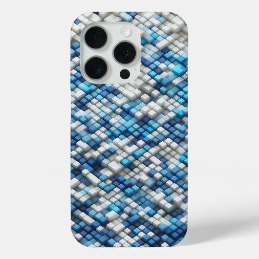 Modern 3D Blue Cube Ripple Case Abstract Geometric (Achterkant)