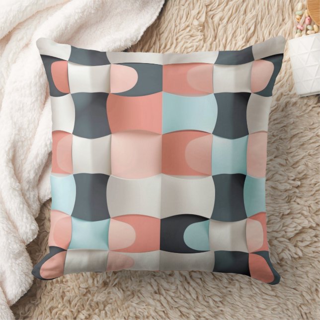 Modern 3D Curved Geometric Illusion Pattern Kussen (Deken)