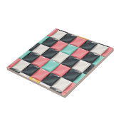 Modern 3D Curved Tile Pattern in Pastel & Charcoal Tegeltje (Zijkant)