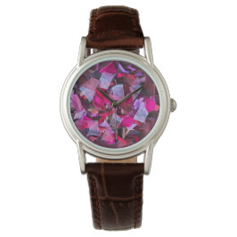 Modern 3D effect bordeaux roze paarse linten Horloge