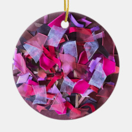 Modern 3D effect bordeaux roze paarse linten Keramisch Ornament
