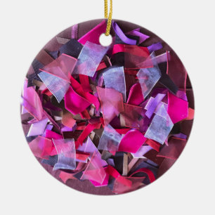 Modern 3D effect bordeaux roze paarse linten Keramisch Ornament
