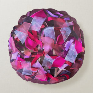 Modern 3D effect bordeaux roze paarse linten Rond Kussen