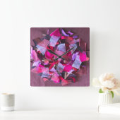 Modern 3D effect bordeaux roze paarse linten Vierkante Klok (Huis)