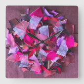 Modern 3D effect bordeaux roze paarse linten Vierkante Klok (Voorkant)