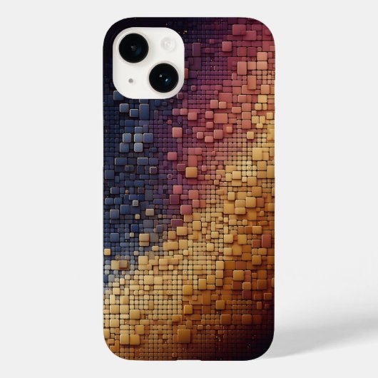 Modern 3D Geometric Blocks Gradient Navy Blue and  Case-Mate iPhone Case (Achterkant)