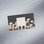 Modern 3D Geometric Columns Black Beige Architech Magnetisch Visitekaartje (Voorbeeld)