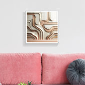 Modern 3D Geometric Paths Abstract - Luxury Cream Canvas Afdruk (Insitu (Woonkamer))