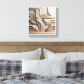 Modern 3D Geometric Paths Abstract - Luxury Cream Canvas Afdruk (Insitu (Slaapkamer))