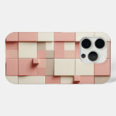 Modern 3D Geometric Square Case Dusty Rose, Cream (Achterkant (horizontaal))