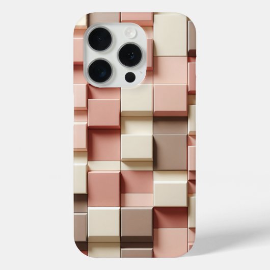 Modern 3D Geometric Square Case Dusty Rose, Cream (Achterkant)