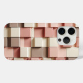 Modern 3D Geometric Square Case Dusty Rose, Cream (Achterkant (horizontaal))