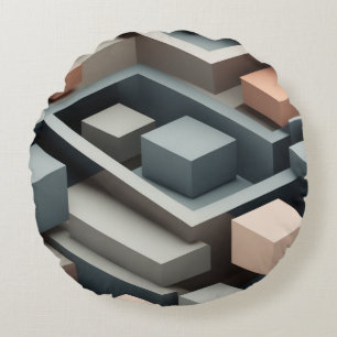 Modern 3D geometrisch ontwerp Slank Rond Kussen