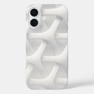 Modern 3D geometrisch wit iPhone 16 Hoesje