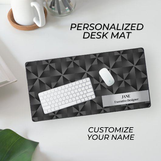 Modern 3D Gradient Zwart Diamant Geometrisch Ontwe Bureaumat