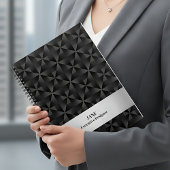 Modern 3D Gradient Zwart Diamant Geometrisch Patro Planner