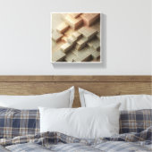 Modern 3D Isometric Geometric Blocks - Gold and Gr Canvas Afdruk (Insitu (Slaapkamer))