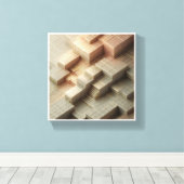 Modern 3D Isometric Geometric Blocks - Gold and Gr Canvas Afdruk (Insitu (Houten vloer))