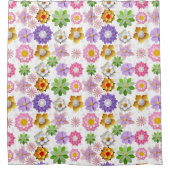 Modern 3D Kleurrijk Bloemenpatroon 03x4 Wit BG Douchegordijn (Voorkant)