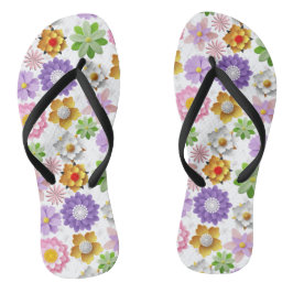 Modern 3D Kleurrijk Bloemenpatroon 03x4 Wit BG Teenslippers