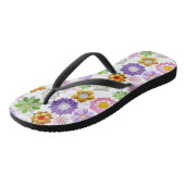 Modern 3D Kleurrijk Bloemenpatroon 03x4 Wit BG Teenslippers (Schuin)