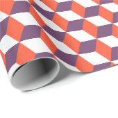  modern 3d-kubus-patroon in de marine en rood cadeaupapier (Rol Hoek)