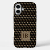Modern 3D Monogram, Geometric Bronze Pattern Case-Mate iPhone Case (Achterkant)