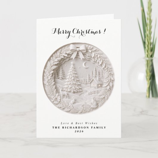 Modern 3D-papierknipwerk Kerstmis Kaart (Voorkant)