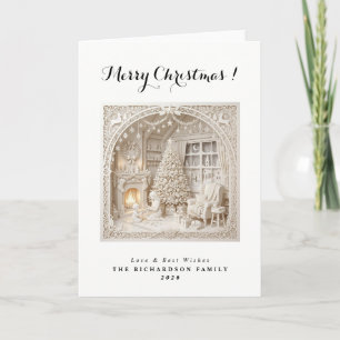 Modern 3D-papierknipwerk Kerstmis Kaart