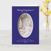 Modern 3D-papierknipwerk navyblauw Kerstmis Kaart (Gele Bloem)